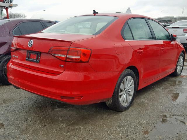 3VWLA7AJ5FM263372 - 2015 VOLKSWAGEN JETTA TDI RED photo 4