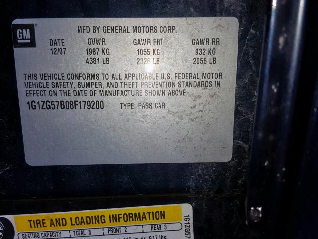 1G1ZG57B08F179200 - 2008 CHEVROLET MALIBU LS BLUE photo 10