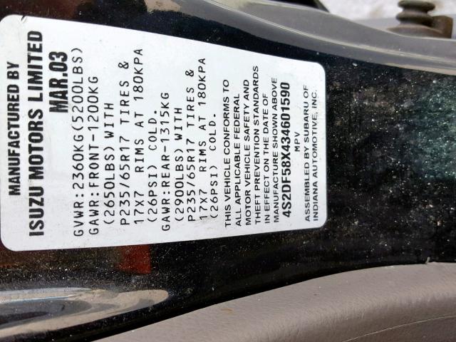 4S2DF58X434601590 - 2003 ISUZU AXIOM XS Qara foto 10