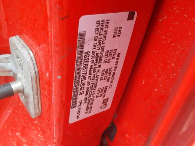 6G2ER57709L204215 - 2009 PONTIAC G8 RED photo 10