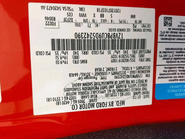 1ZVBP8CU9D5242390 - 2013 FORD MUSTANG BO RED photo 10