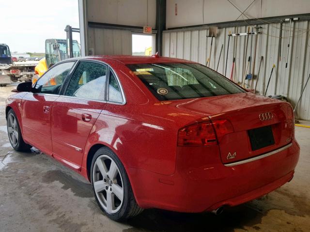 WAUBF78E28A110860 - 2008 AUDI A4 S-LINE RED photo 3