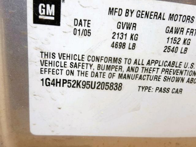 1G4HP52K95U205838 - 2005 BUICK LESABRE CU SILVER photo 10