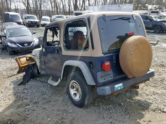 1J4FA39S12P711112 - 2002 JEEP WRANGLER / BLUE photo 3