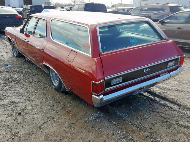 1D36F2R535404 - 1972 CHEVROLET CHEVELLE RED photo 3