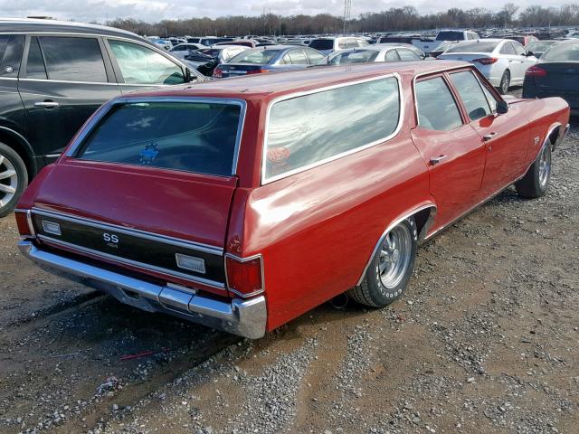 1D36F2R535404 - 1972 CHEVROLET CHEVELLE RED photo 4