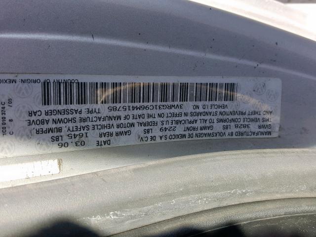 3VWRG31C96M415785 - 2006 VOLKSWAGEN NEW BEETLE ვერცხლისფერი ფოტო 10