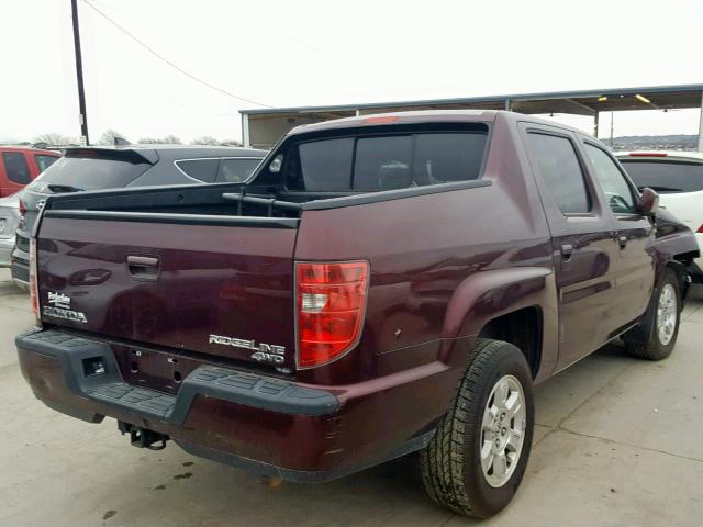 5FPYK1F42BB002793 - 2011 HONDA RIDGELINE MAROON photo 4