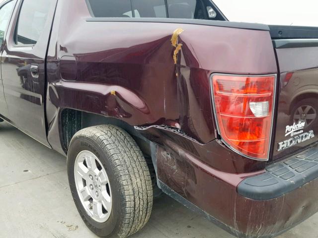 5FPYK1F42BB002793 - 2011 HONDA RIDGELINE MAROON photo 9