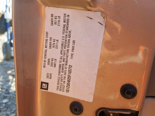 1G1ZU64825F103772 - 2005 CHEVROLET MALIBU MAX BEIGE photo 10