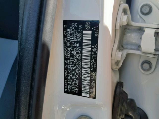 JTDKDTB32D1549611 - 2013 TOYOTA PRIUS C WHITE photo 10