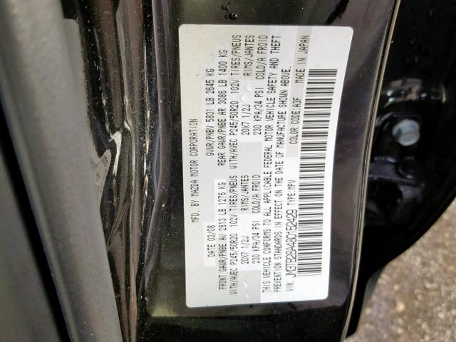 JM3TB28A480152429 - 2008 MAZDA CX-9 BLACK photo 10