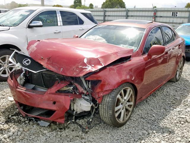 JTHBK262062005038 - 2006 LEXUS IS 250 RED photo 2