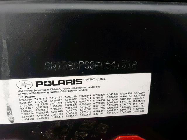SN1DS8PS8FC541318 - 2015 POLARIS SNOWMOBILE RED photo 10