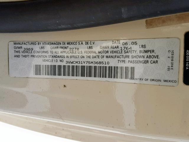 3VWCM31Y75M368510 - 2005 VOLKSWAGEN NEW BEETLE Braun Foto 10