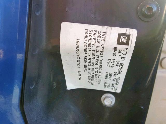 1G8AJ55F06Z117913 - 2006 SATURN ION LEVEL BLUE photo 10