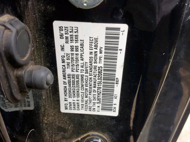 5J6YH27615L020825 - 2005 HONDA ELEMENT EX BLUE photo 10