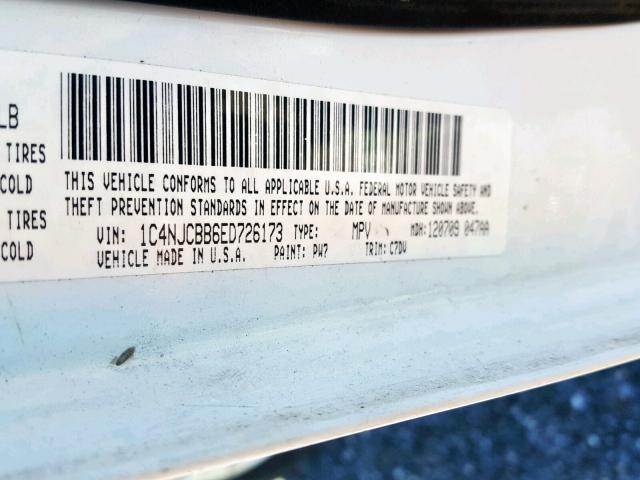 1C4NJCBB6ED726173 - 2014 JEEP COMPASS SP Ақ фото 10