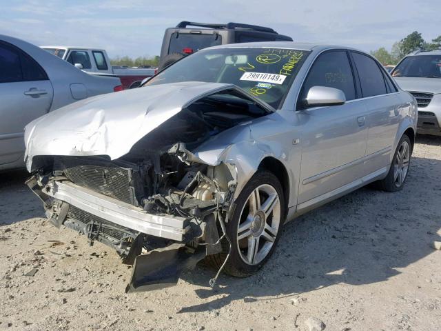 WAUAF78E88A108185 - 2008 AUDI A4 2.0T SILVER photo 2