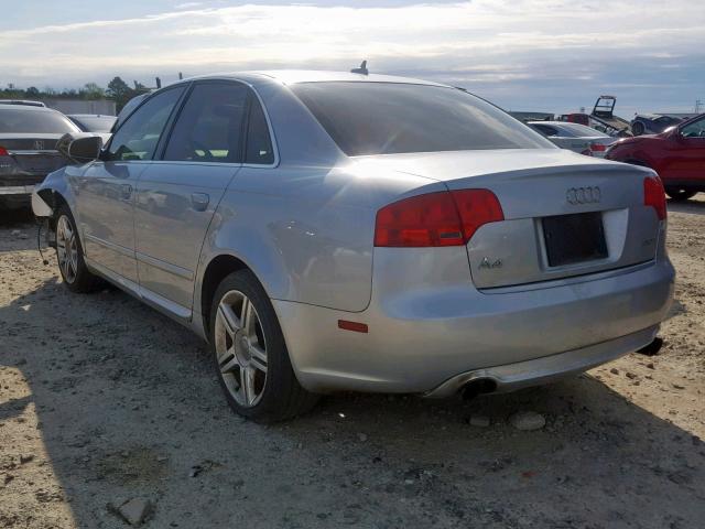 WAUAF78E88A108185 - 2008 AUDI A4 2.0T SILVER photo 3