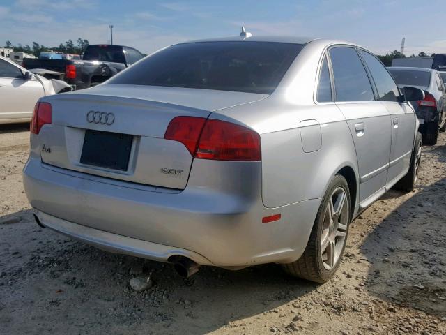 WAUAF78E88A108185 - 2008 AUDI A4 2.0T SILVER photo 4