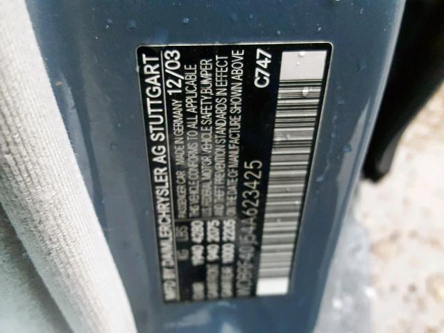 WDBRF40J54A623425 - 2004 MERCEDES-BENZ C 230K SPO BLUE photo 10