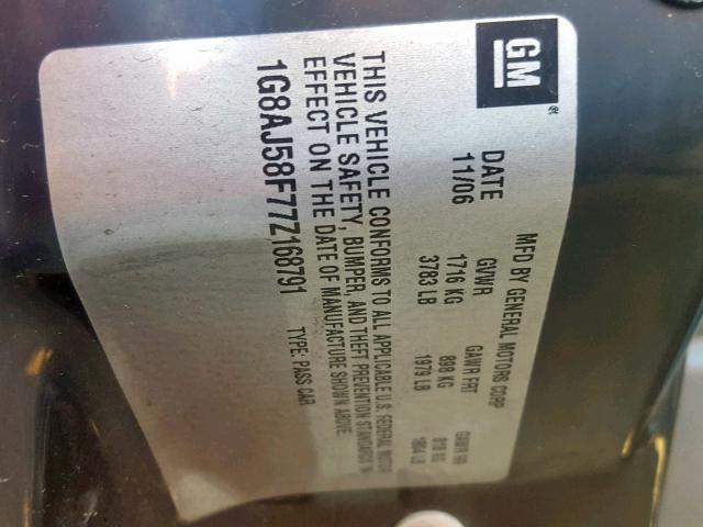 1G8AJ58F77Z168791 - 2007 SATURN ION LEVEL GRAY photo 10