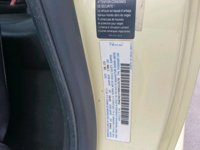 3VWCM21Y44M312078 - 2004 VOLKSWAGEN NEW BEETLE ყვითელი ფოტო 10