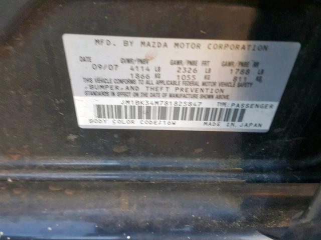 JM1BK34M781825847 - 2008 MAZDA SPEED 3 BLACK photo 10