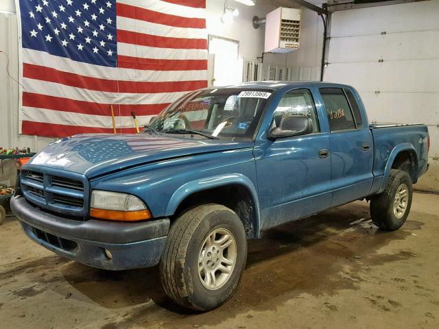 1D7HG38N23S324162 - 2003 DODGE DAKOTA QUA BLUE photo 2