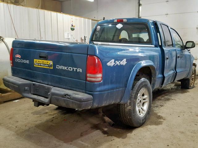 1D7HG38N23S324162 - 2003 DODGE DAKOTA QUA BLUE photo 4