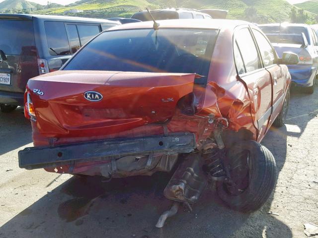 KNADE123376292442 - 2007 KIA RIO BASE RED photo 4