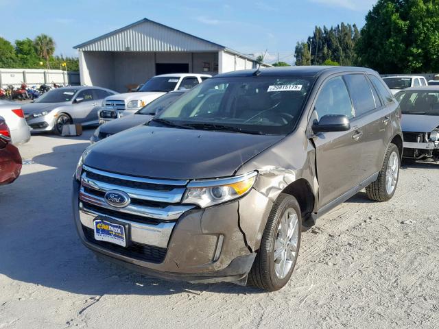 2FMDK3JC4EBB59630 - 2014 FORD EDGE SEL BROWN photo 2