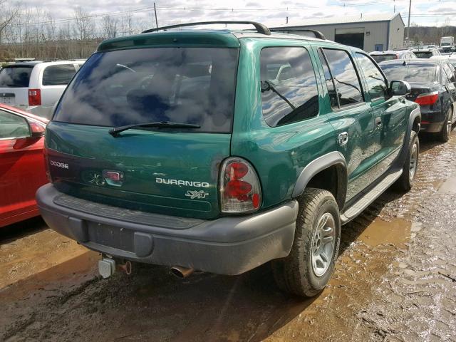 1D4HS38Z53F598530 - 2003 DODGE DURANGO SP GREEN photo 4