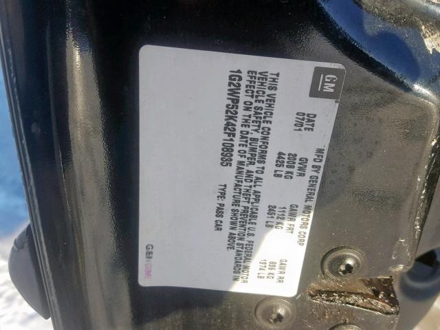 1G2WP52K42F108935 - 2002 PONTIAC GRAND PRIX BLACK photo 10