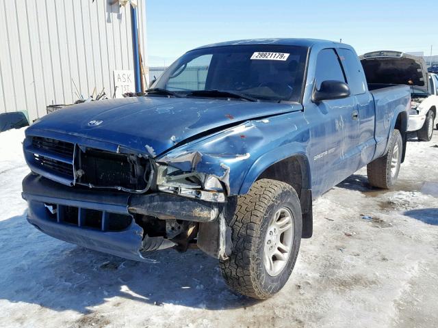 1B7GG32NX2S711443 - 2002 DODGE DAKOTA SPO BLUE photo 2