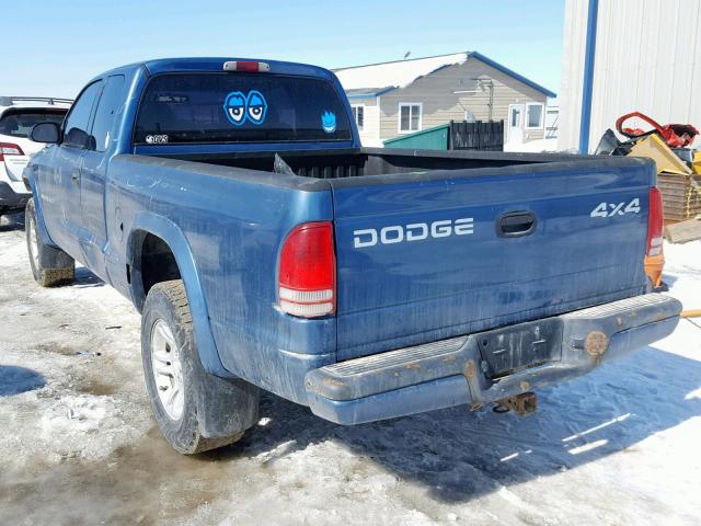 1B7GG32NX2S711443 - 2002 DODGE DAKOTA SPO BLUE photo 3