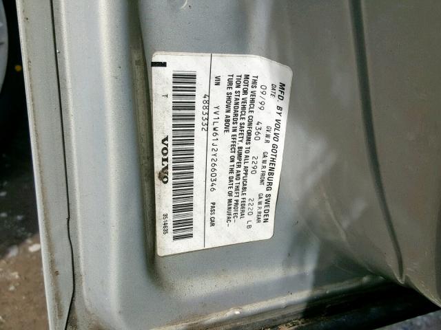 YV1LW61J2Y2660346 - 2000 VOLVO V70 BASE SILVER photo 10