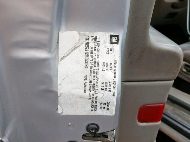 1G1NE52J12M653029 - 2002 CHEVROLET MALIBU LS SILVER photo 10