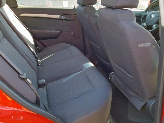 KL1TD56E09B369015 - 2009 CHEVROLET AVEO LS RED photo 6