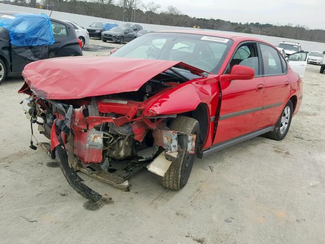 2G1WF52E649414127 - 2004 CHEVROLET IMPALA RED photo 2