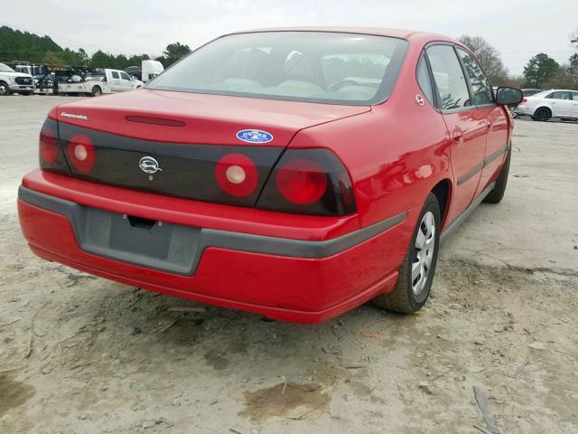 2G1WF52E649414127 - 2004 CHEVROLET IMPALA RED photo 4