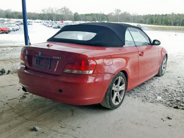 WBAUL73548VJ74478 - 2008 BMW 128 I RED photo 4