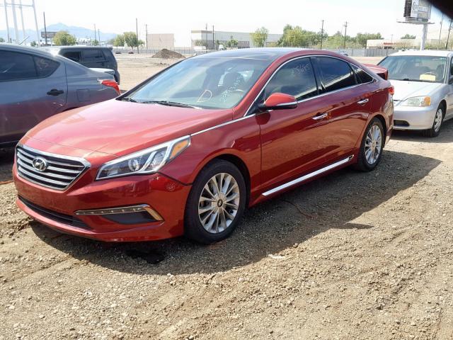 5NPE34AF6FH076728 - 2015 HYUNDAI SONATA SPO RED photo 2