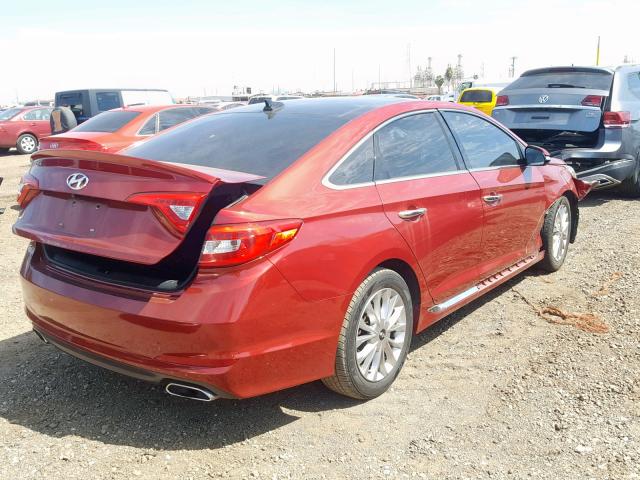 5NPE34AF6FH076728 - 2015 HYUNDAI SONATA SPO RED photo 4