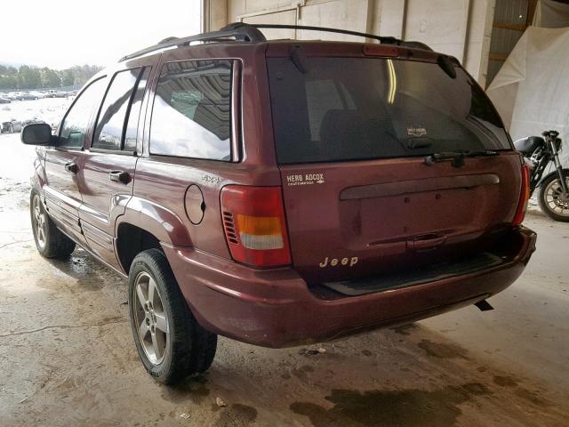 1J4GW68S6XC580752 - 1999 JEEP GRAND CHER BURGUNDY photo 3