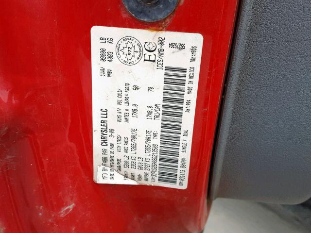 3D7KS26A08G213509 - 2008 DODGE RAM 2500 S Կարմիր լուսանկար 10