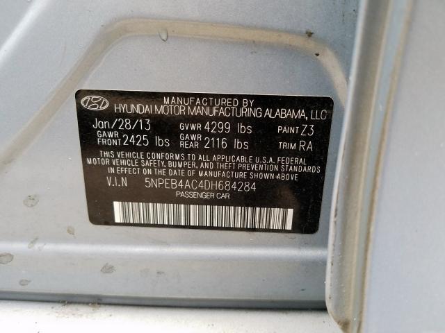 5NPEB4AC4DH684284 - 2013 HYUNDAI SONATA GLS  photo 10