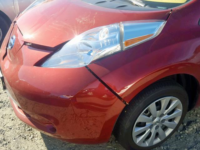 1N4AZ0CPXDC420541 - 2013 NISSAN LEAF S MAROON photo 9