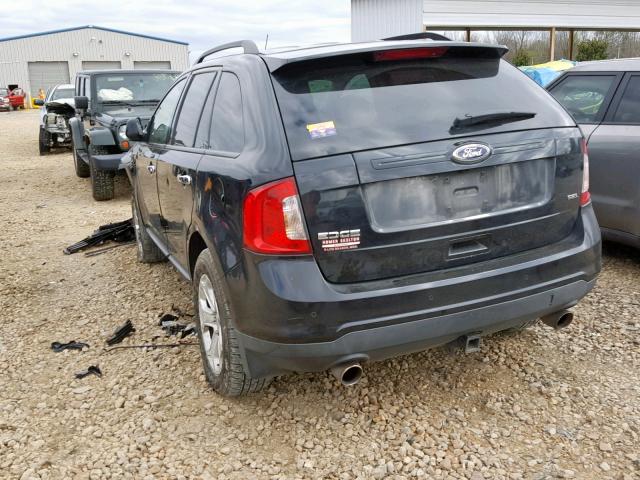 2FMDK3JC9BBA63391 - 2011 FORD EDGE SEL BLACK photo 3